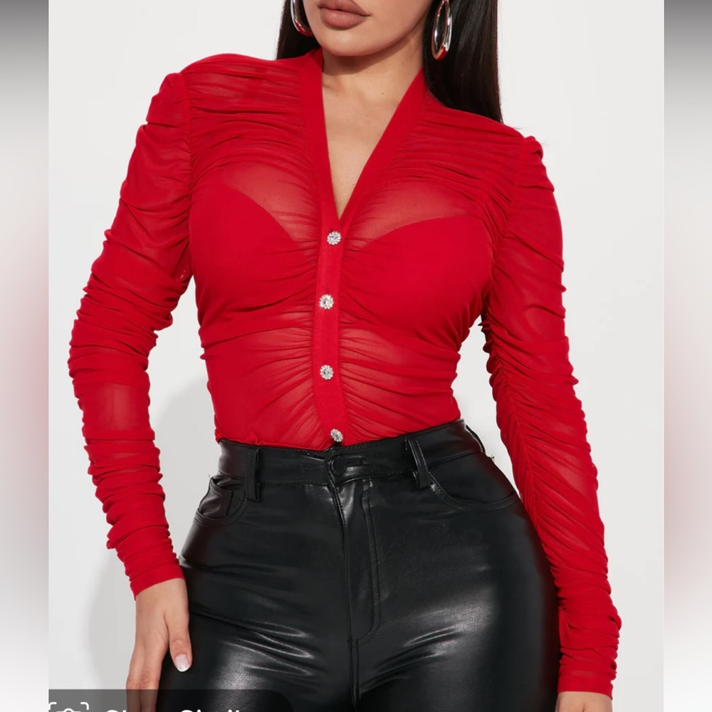 Fashion nova red blouse